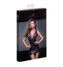 F168 Powerwetlook minidress with lace cleavage L