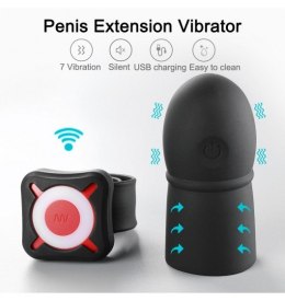 Super Striker Lengthening Penis Sleeve with Vibrations Black