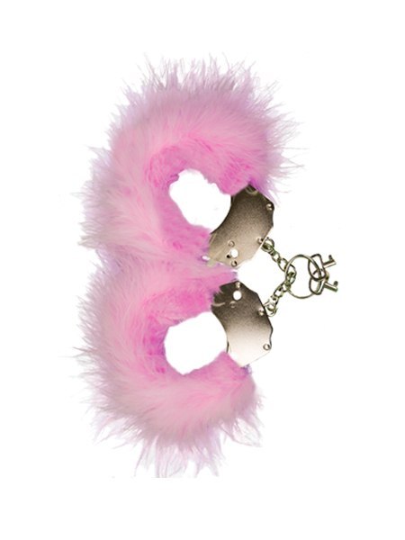 Kajdanki-Śmieszna zabawka-kadanki - Metallic Handcuffs,Feather Cov.. Pink Adrien Lastic