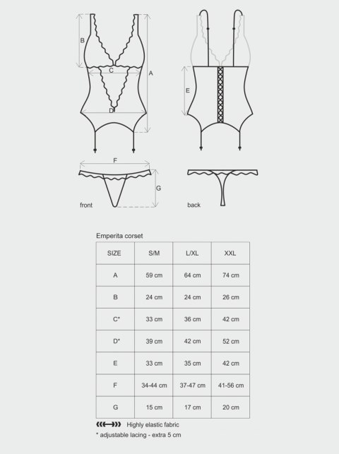 Emperita gorset i stringi L/XL Obsessive