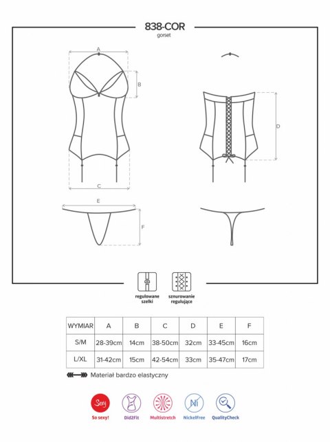 838-COR-3 gorset i stringi S/M Obsessive