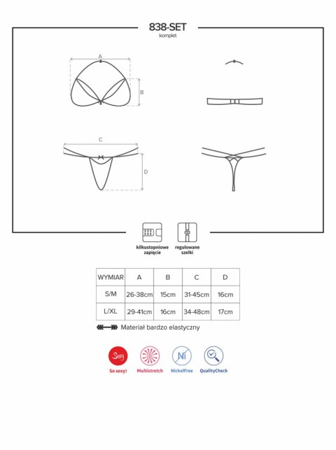838-SET-3 komplet 2-częściowy S/M Obsessive