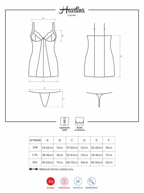 Heartina koszulka i stringi L/XL Obsessive