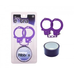 Kajdanki-Purple Sex Extra PVC Ribbon and Handcuffs Nanma