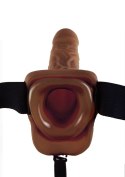 9 inch Hollow Strap-On Balls Brown skin tone Pipedream