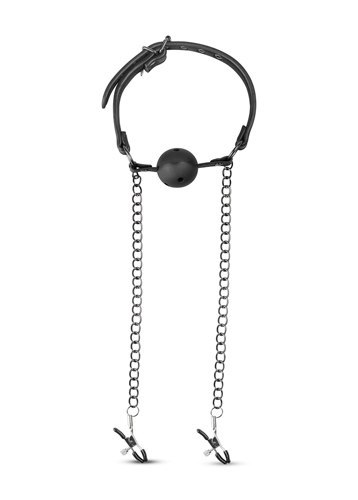 Knebel-Open Ball Gag With Nipple Clamps EasyToys