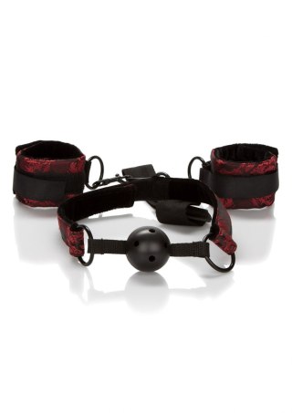 Breathable Ball Gag With Cuffs Black Calexotics