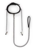 Wiązania-Leather Collar With Nipple Chains EasyToys