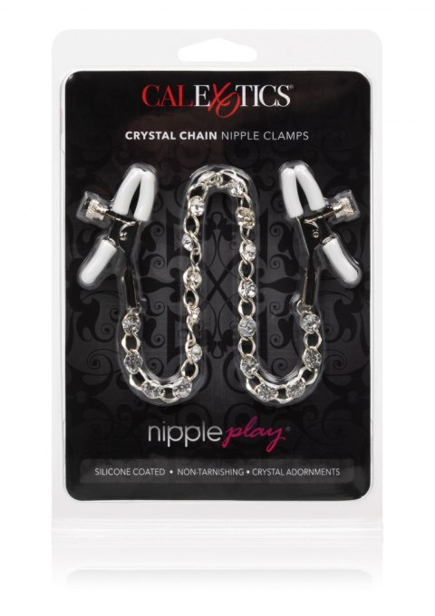 Crystal Chain Nipple Clamps Silver Calexotics