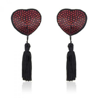 Bielizna-Heart shine nipples tassels (rosso) Toyz4lovers