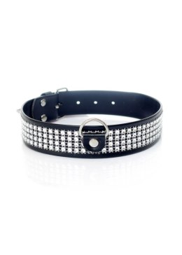 Fetish B - Series Collar with crystals 3 cm silver Fetish B - Series