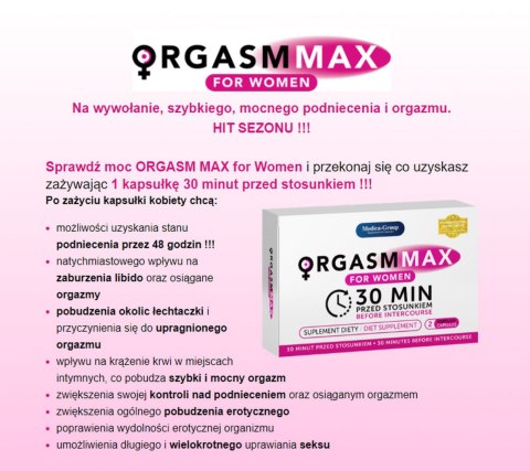 Tabletki na zwiększenie Libido - OrgasmMax for Women - 2 kapsułki w opakowaniu Medica