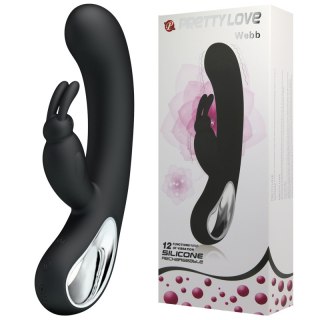 Wibrator Królik - WEBB, BLACK, USB, 12 function Pretty Love