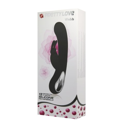 Wibrator Królik - WEBB, BLACK, USB, 12 function Pretty Love