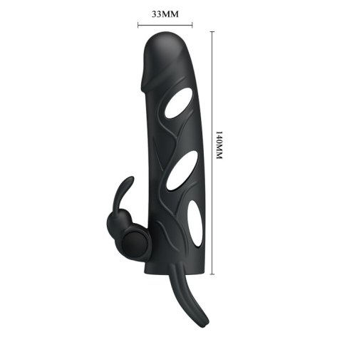 Wibrująca Nakładka na Penisa- PENIS SLEEVE WITH BALL STRAP vibration BLACK Pretty Love