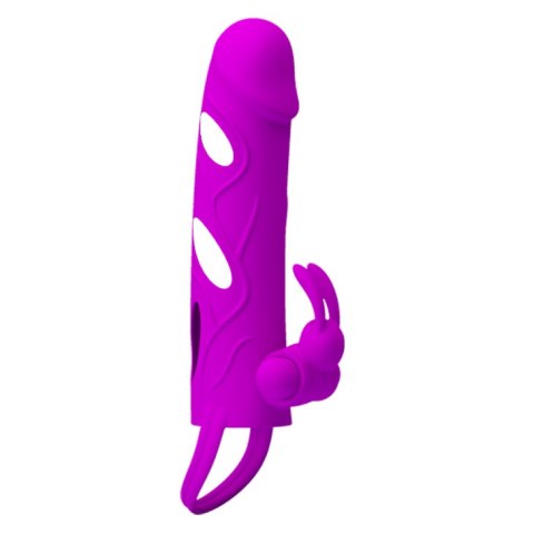 Wibrująca Nakładka na Penisa - PENIS SLEEVE WITH BALL STRAP vibration PURPLE Pretty Love