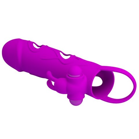 Wibrująca Nakładka na Penisa - PENIS SLEEVE WITH BALL STRAP vibration PURPLE Pretty Love