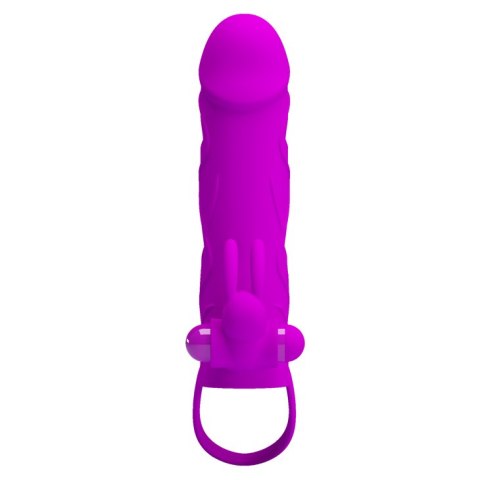 Wibrująca Nakładka na Penisa - PENIS SLEEVE WITH BALL STRAP vibration PURPLE Pretty Love