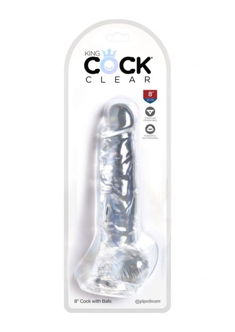 King Cock 8 Inch Cock w Balls Transparent Pipedream