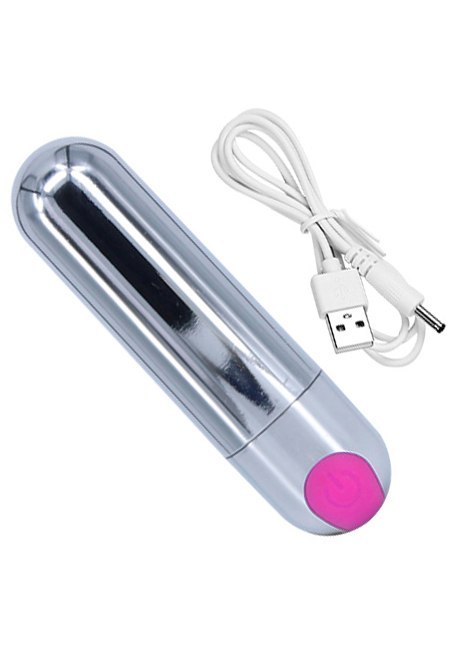 Wibrator-Strong Bullet Vibrator Silver/Pink USB 10 Function B - Series Magic