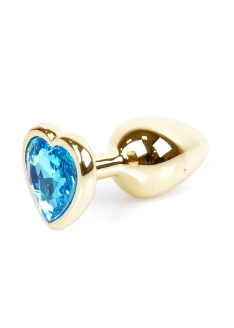 Plug-Jewellery Gold Heart PLUG- Light Blue B - Series HeavyFun