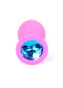 Plug-Jewellery Pink Silicon PLUG Medium- Light Blue Diamond B - Series HeavyFun