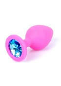 Plug-Jewellery Pink Silicon PLUG Medium- Light Blue Diamond B - Series HeavyFun