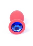 Plug-Jewellery Red Silicon PLUG Medium- Blue Diamond B - Series HeavyFun