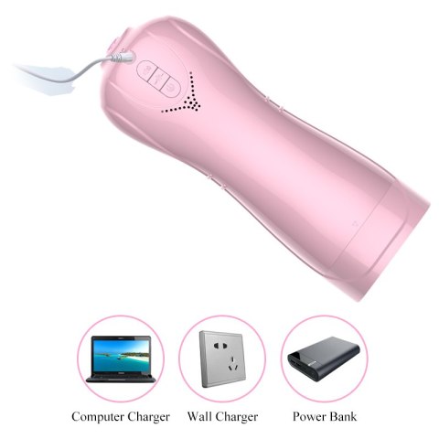 Masturbator-Vibrating and Flashing Masturbation Cup USB 7+7 Function / Talk Mode (Pink) B - Series Fox