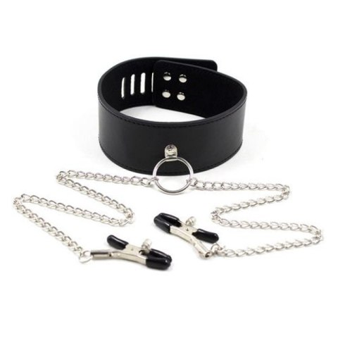 Collare con morsetti per capezzoli Leash nipple black Toyz4lovers