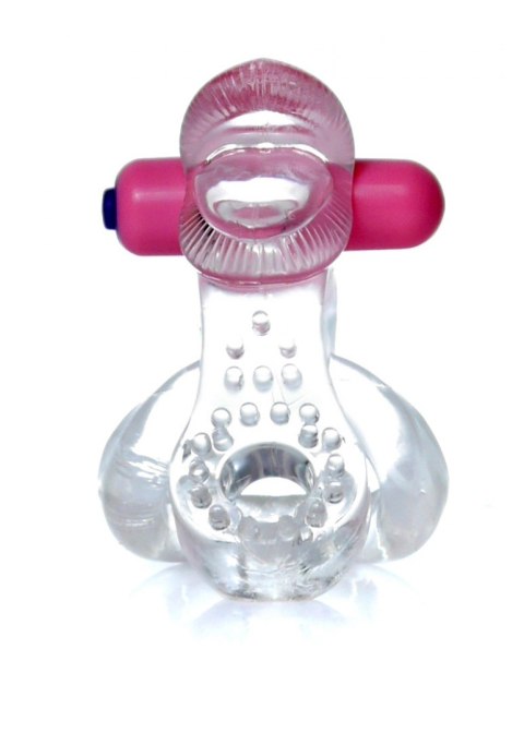 Pierścień-Tongue Vibro CockRing Clear B - Series EasyLove