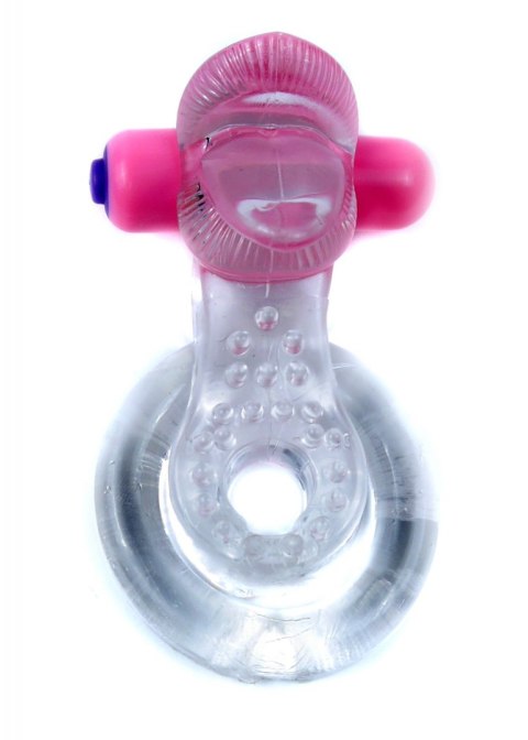 Pierścień-Tongue Vibro CockRing Clear B - Series EasyLove