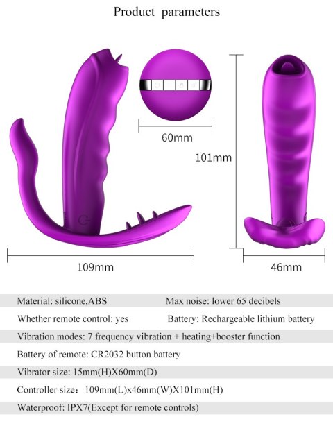 Stymulator-Silicone Panty Vibrator USB 7 Function / Heating B - Series Fox