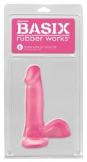 BRW 6" Dong Suction Cup Pink Basix Rubber Works