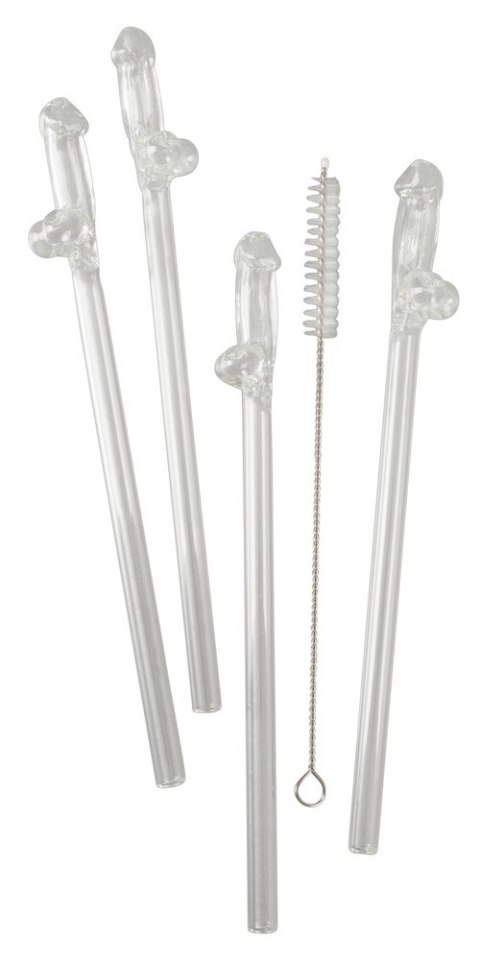 Glass Drinking Straw Willy x 4