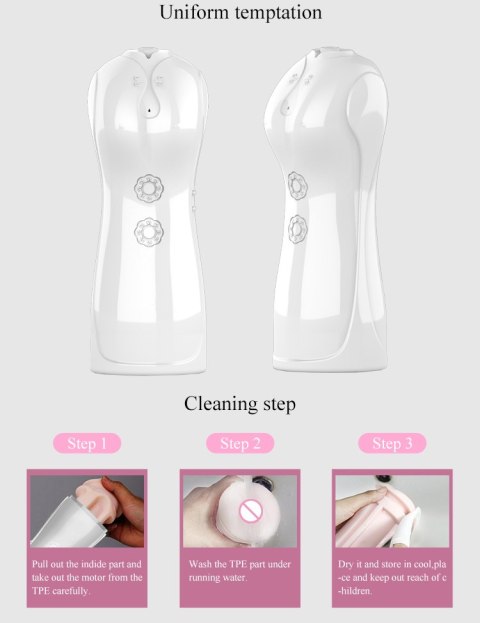 Masturbator - B - Series - Vibrating and Flashing Masturbation Cup USB 7+7 Function / Talk Mode (White) B - Series Fox