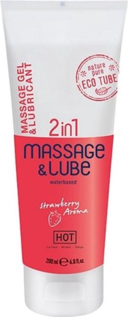 Żel - HOT Massage & Glide Gel 2 in 1 - 200 ml, Strawberry Hot