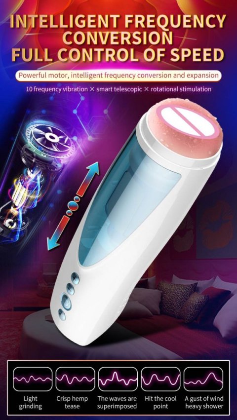 Masturbator - Vibrating, Rotating and Flashing Masturbation USB 10+10 Function / Talk Mode B - Series Fox