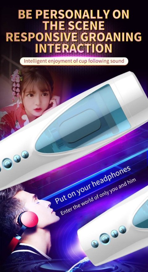 Masturbator - Vibrating, Rotating and Flashing Masturbation USB 10+10 Function / Talk Mode B - Series Fox