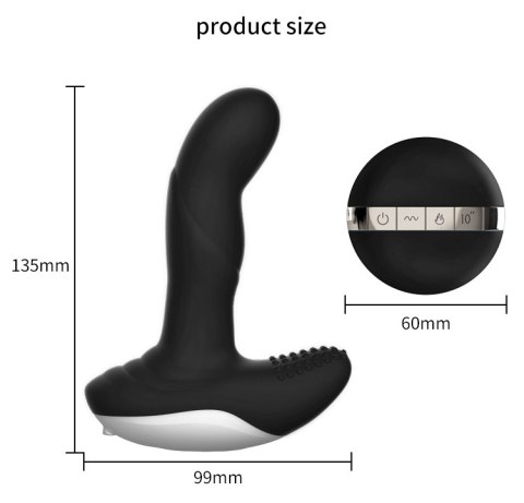 Wibrator-Silicone Massager USB 7 Function + Pulsator / Heating BLACK B - Series Fox