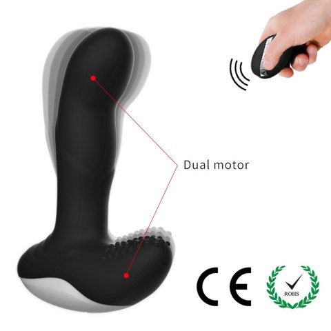 Wibrator-Silicone Massager USB 7 Function + Pulsator / Heating BLACK B - Series Fox