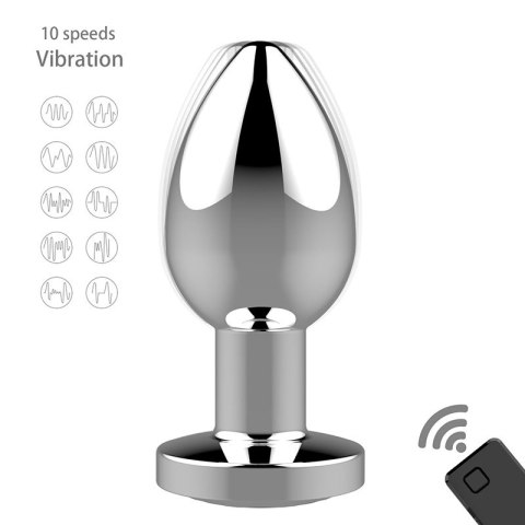 Stymulator-Rechargeable Butt Plug Vibrator USB 10 Functions - Silver B - Series Magic