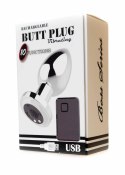 Stymulator-Rechargeable Butt Plug Vibrator USB 10 Functions - Silver B - Series Magic