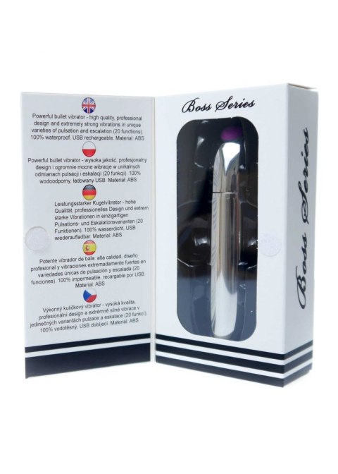 Wibrator Pocisk - Rechargeable Powerful Bullet Vibrator USB 20 Functions - Silver B - Series Magic