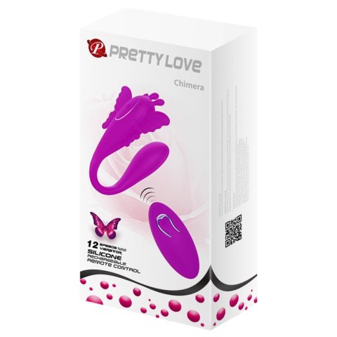 Wibrator Motyl sterowany pilotem - CHIMERA 12 FUNCTIONS USB PINK Pretty Love