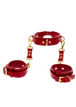 D-Ring Collar and Wrist Cuffs Red Taboom