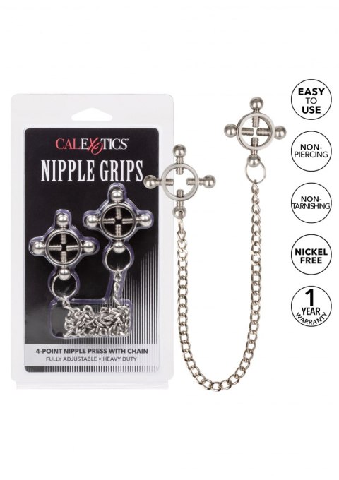 4 Point Nipple Press w Chain Black Calexotics