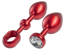 MALESATION Alu-Plug with handle & crystal large, red Malesation