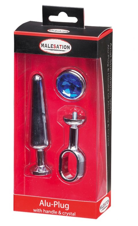 MALESATION Alu-Plug with handle & crystal medium, chrome Malesation