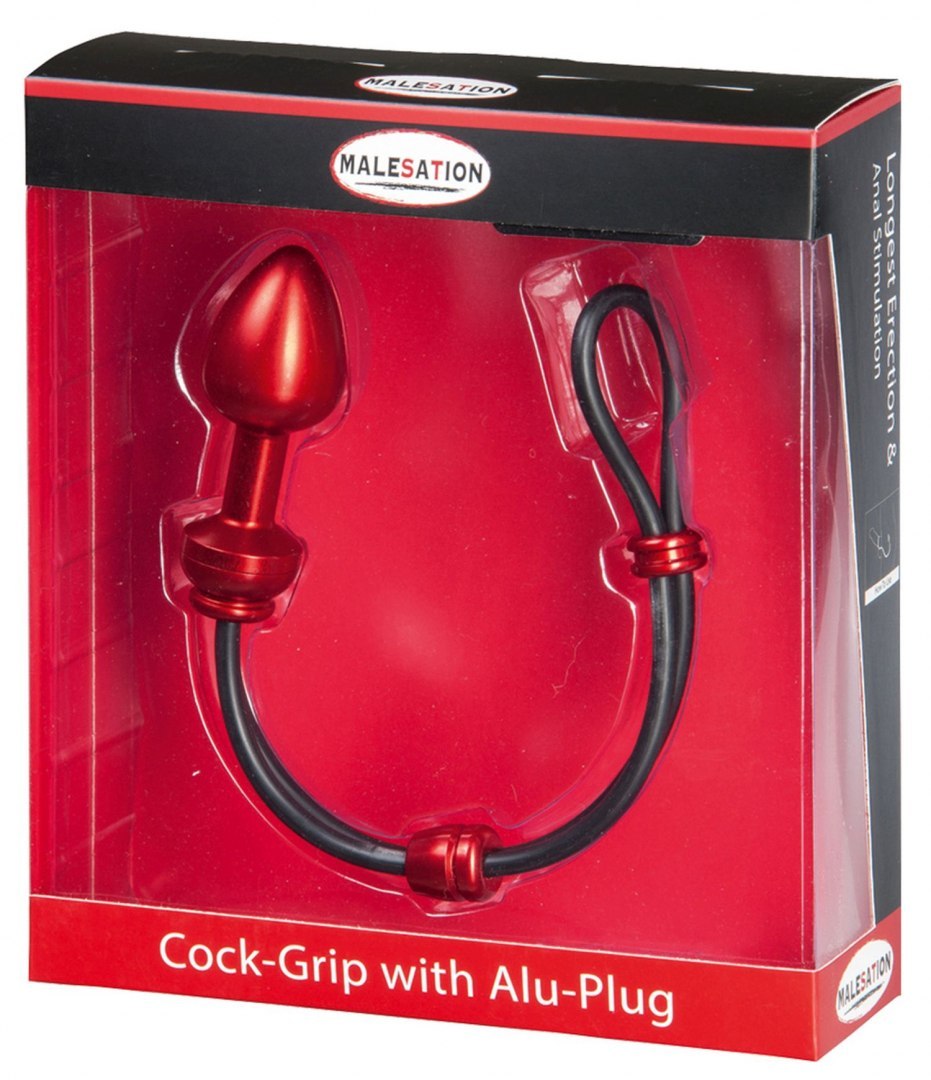MALESATION Cock-Grip with Alu-Plug large, red Malesation